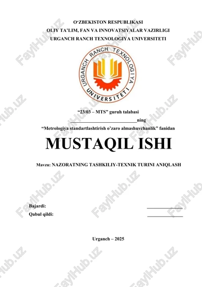 nazoratning tashkiliy-texnik turini aniqlash — DOCX