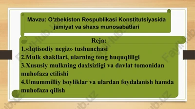 o‘zbekiston respublikasi konstitutsiyasida jamiyat va shaxs munosabatlari — PPTX