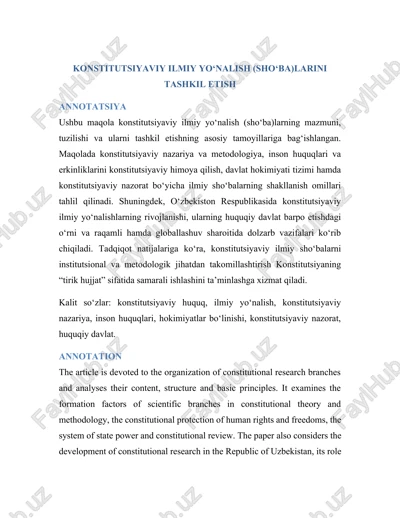 konstitutsiyaviy ilmiy yo‘nalish (sho‘ba)larini tashkil etish — DOCX