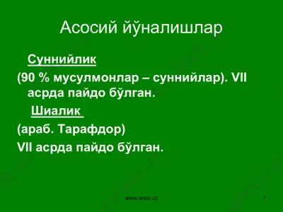 исломдаги окимлар, шиа, хорижий — PPT