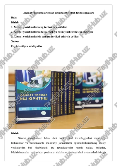 xizmat yozishmalari bilan ishni tashkil etish texnologiyalari — DOCX