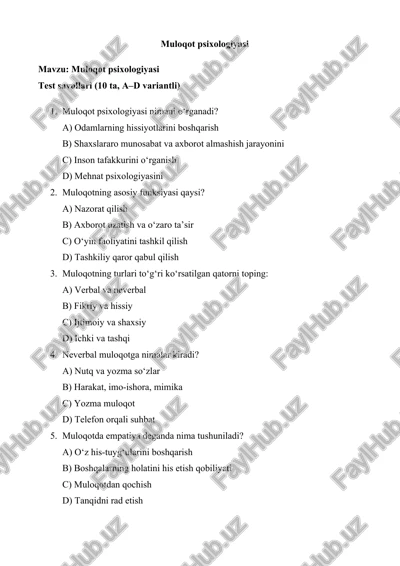 muloqot psixologiyasi — DOCX
