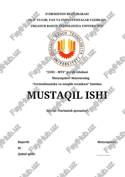 nurlanish qonunlari — DOCX