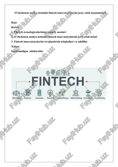 fintech innovatsiyalari o'zbekistonda — DOCX