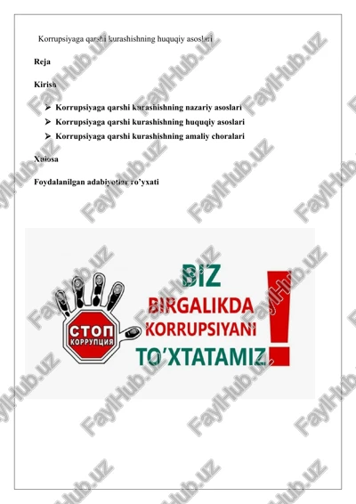 korrupsiyaga qarshi kurashishning huquqiy asoslari — DOCX