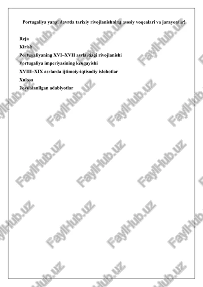 portugaliyaning tarixi — DOCX