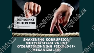 korrupsion motivatsiyasi va uni o’zgartirishning psixologik mexanizmlari — PPTX