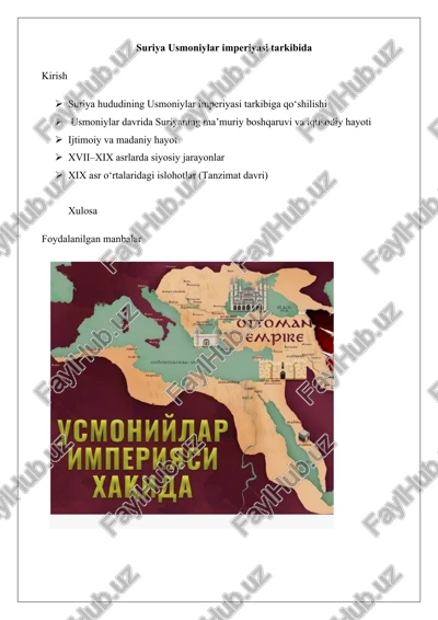 suriya usmoniylar imperiyasi tarkibida — DOCX