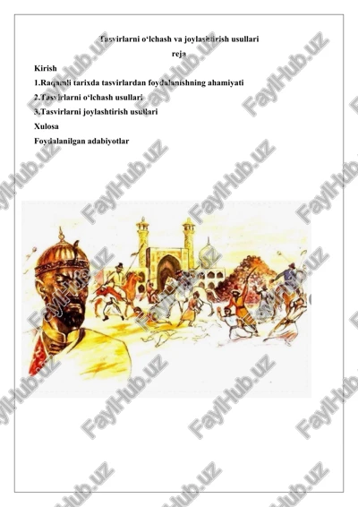 tasvirlarni o‘lchash va joylashtirish usullari — DOCX