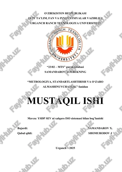 ysdp sev ni xalqaro iso sistemasi bilan bog’lanishi — DOCX