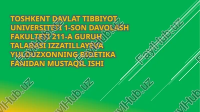 o`zbekistonda transplantatsiyaning etik-huquqiy jihatlari — PPTX