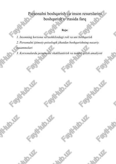 kishilarni boshqarish — DOCX
