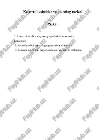 kesuvchi asboblar va ularning turlari — DOCX