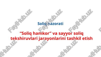 soliq hamkor va sayyor soliq tekshiruvlari jarayonlarini tashkil etish — PPTX