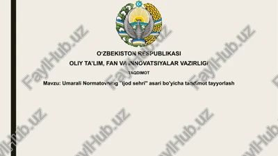 umarali normatovning ''ijodsehri'' asaribo'yichataqdimottayyorlash — PPTX