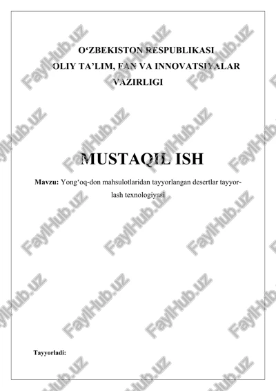 yong'oqli shirinliklar uchun texnologiyalar — DOCX