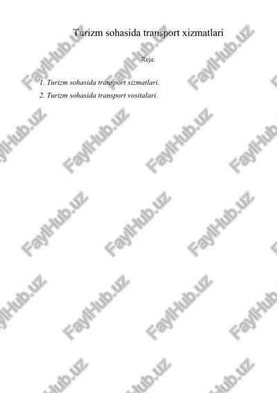 turizm sohasida transport xizmatlari — DOCX
