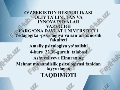 amaliy psixologiya yoʼnalishi — PPTX