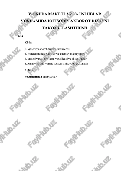 iqtisodiy axbarot dizayni — DOCX