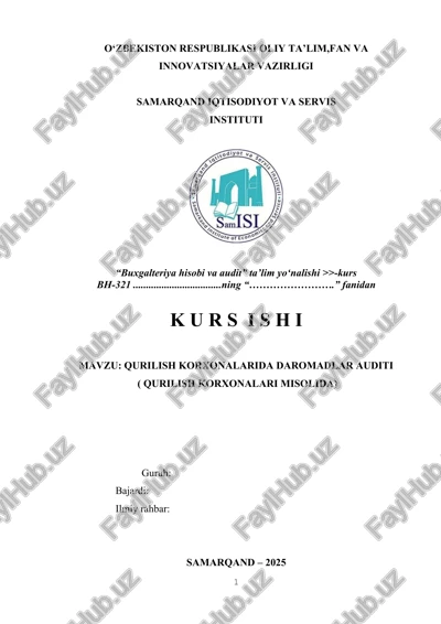 qurilish korxonalarida daromadlar auditi — DOC