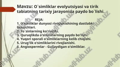 o'simliklar dunyosi rivojlanishi — PPTX