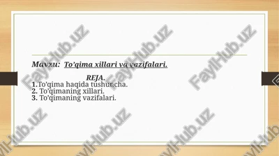 to’qima xillari va vazifalari — PPTX