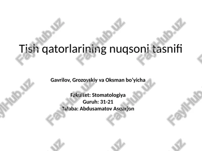 tish qatorlarining nuqsoni tasnifi — PPTX
