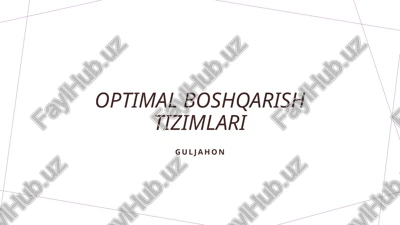 optimal boshqarish tizimlari — PPTX