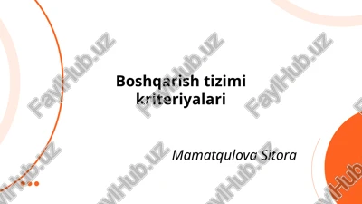 boshqarish tizimi kriteriyalari — PPTX