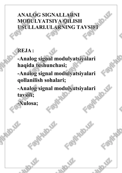 analog modulyatsiya — DOCX