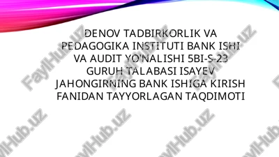 bank inqirozi mohiyati — PPTX