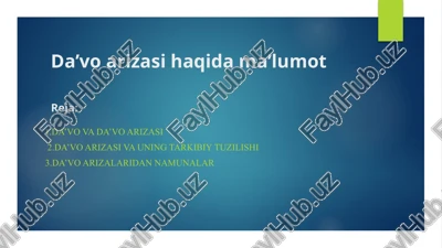 da’vo arizasi haqida ma’lumot — PPTX