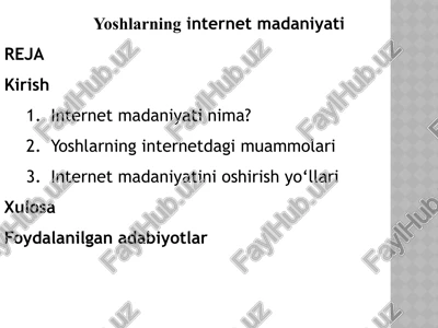 yoshlarninginternetmadaniyati — PPTX