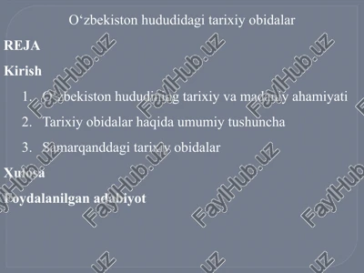 o‘zbekiston hududidagi tarixiy obidalar — PPTX