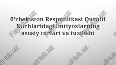 imtiyozlarning asosiy turlari va tuzilishi — PPTX