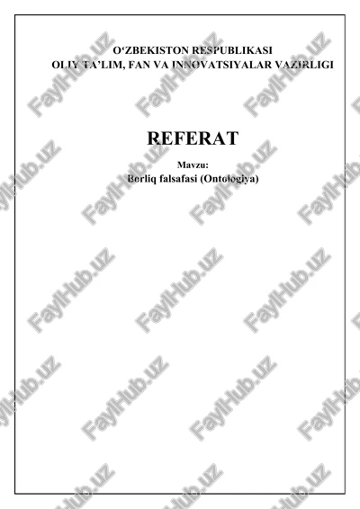 borliq falsafasi (ontologiya) — DOCX