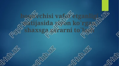 boquvchisini yo'qotgan shaxsga zararni qoplash — PPTX