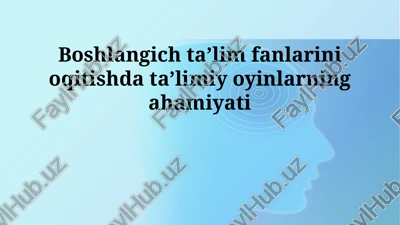 ta'limiy o'yinlar: ta'rif, turlari va boshlang'ich ta'lim bilan integratsiya — PPTX