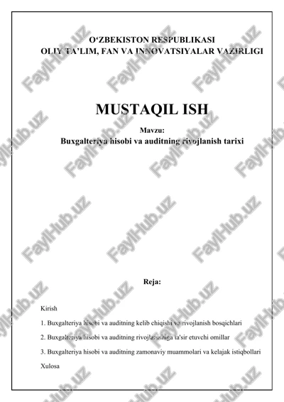 buxgalteriya hisobi va auditning rivojlanish tarixi — DOCX
