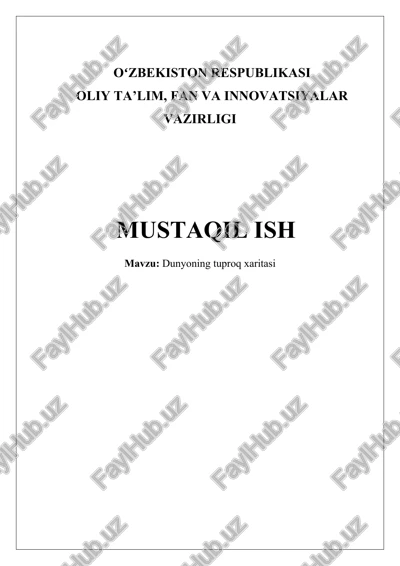 dunyoning tuproq xaritasi — DOCX