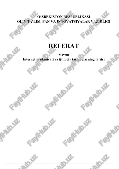 internet madaniyati va ijtimoiy media — DOCX