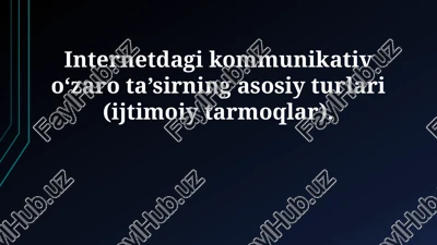 ijtimoiy tarmoqlarda kommunikativ o‘zaro ta’sirning asosiy turlari — PPTX