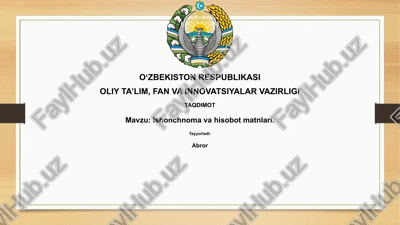 ishonchnomavahisobotmatnlari — PPTX
