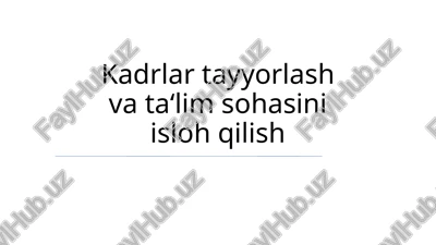 o'zbekistonda yoshlar siyosati: hozirgi holat va istiqbollar — PPTX