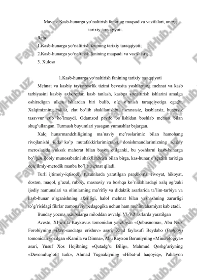 kasb-hunarga yo‘naltirish fani — DOCX