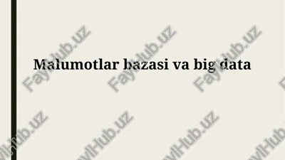 katta ma'lumotlar texnologiyalari va arxitekturalari — PPTX
