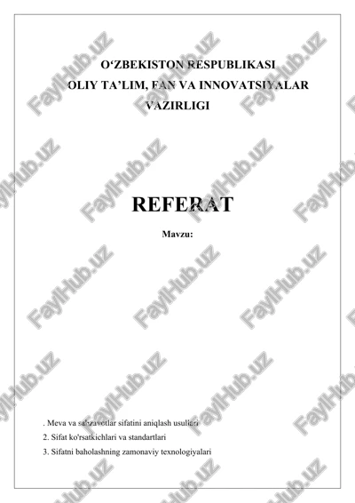 meva va sabzavotlar sifatini aniqlash usullari — DOCX
