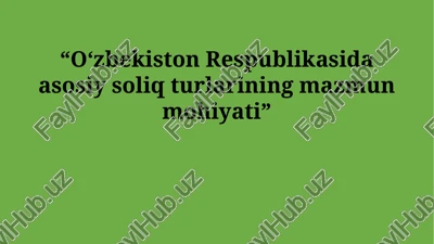 o'zbekiston respublikasidagi asosiy soliq turlarining mohiyati — PPTX