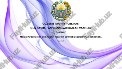 oʻzbekistonda demokratik fuqarolik jamiyatining shakllanishi — PPTX