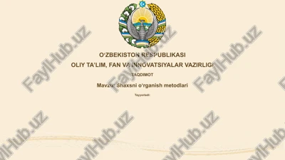 shaxsnioʻrganishmetodlari — PPTX